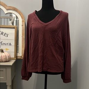 All in Favor Burgundy V-Neck Sweater Stitch Fix